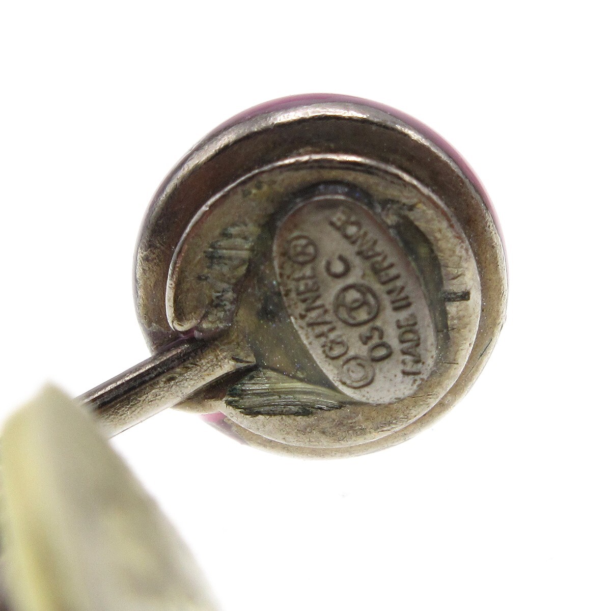 Chanel Chanel CC Round Clip-On Earrings Enamel with Metal Roze