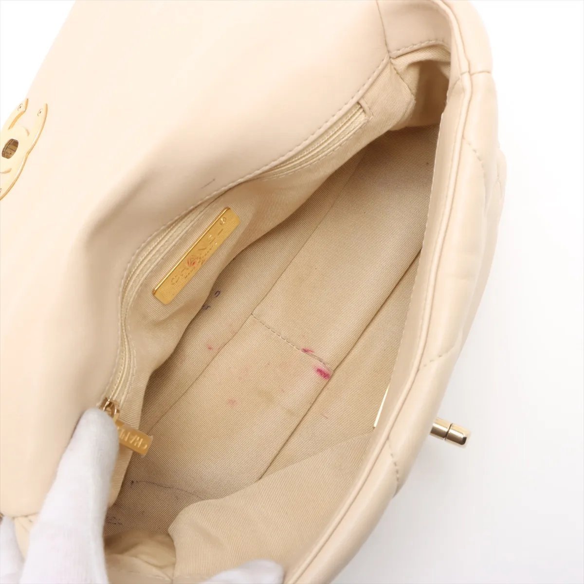 Chanel Vintage Metal CC Lambskin Small Beige