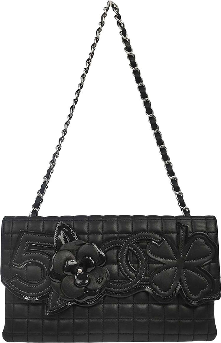 Chanel Camellia No.5 Chain Flap Quilted Lambskin Large Zwart