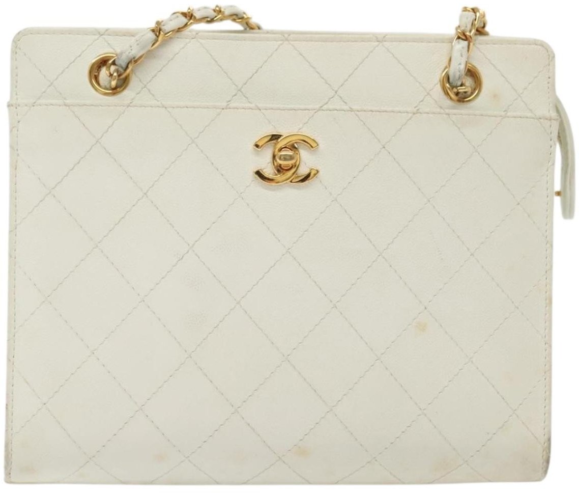 Chanel Chanel CC Shoulder Bag Quilted Caviar Wit