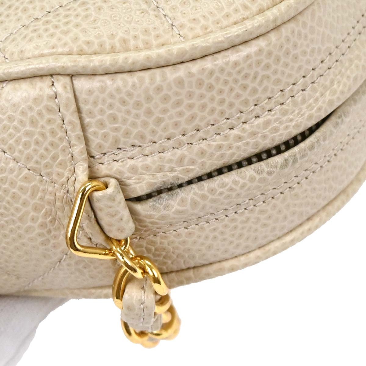 Chanel Chanel Vintage Chain Camera Bag Quilted Caviar Small Beige