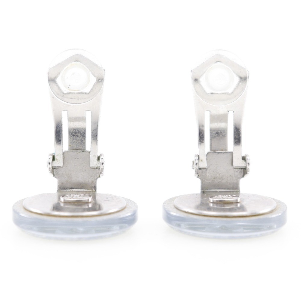 Chanel Chanel CC Round Clip-On Earrings Glitter Resin Zilver