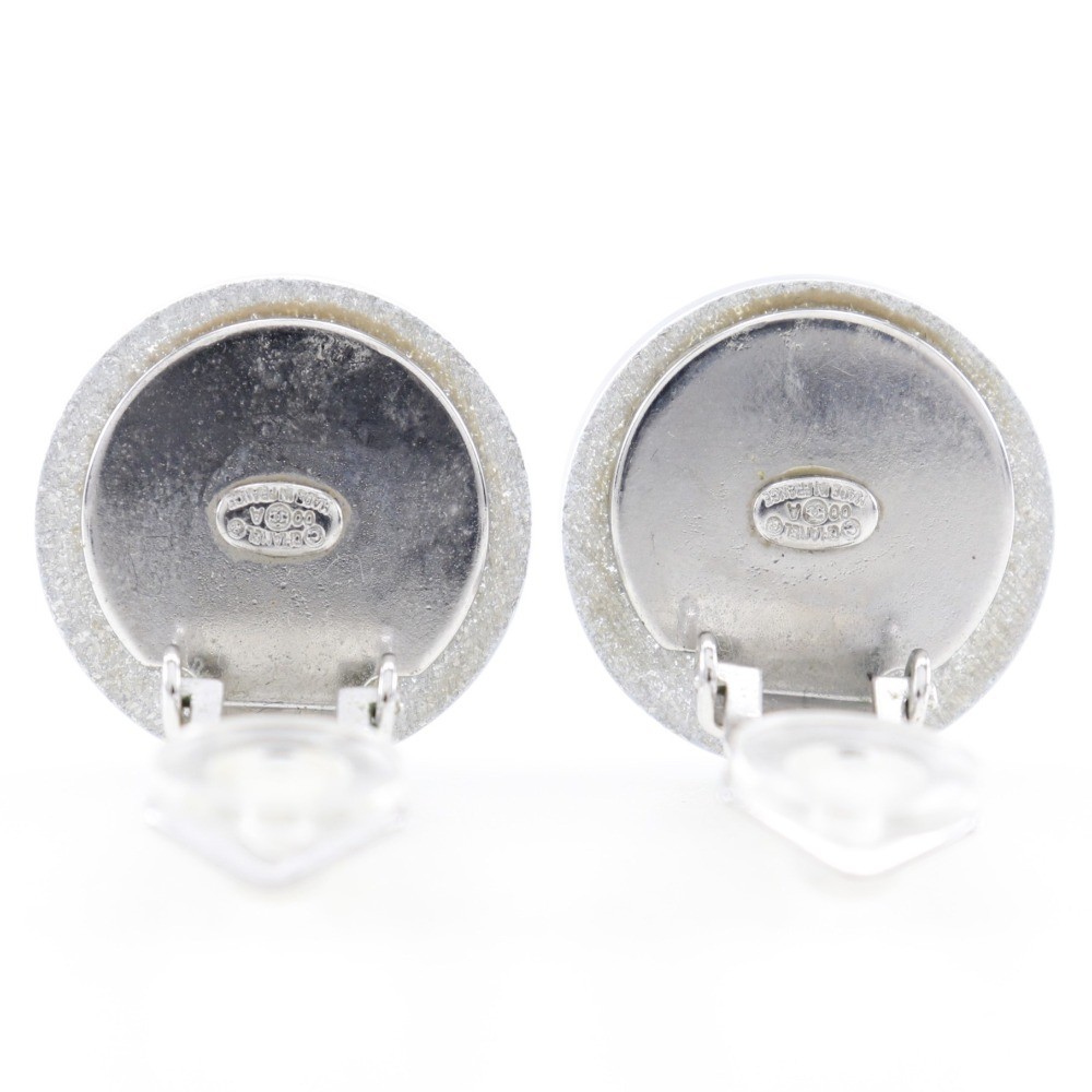 Chanel Chanel CC Round Clip-On Earrings Glitter Resin Zilver