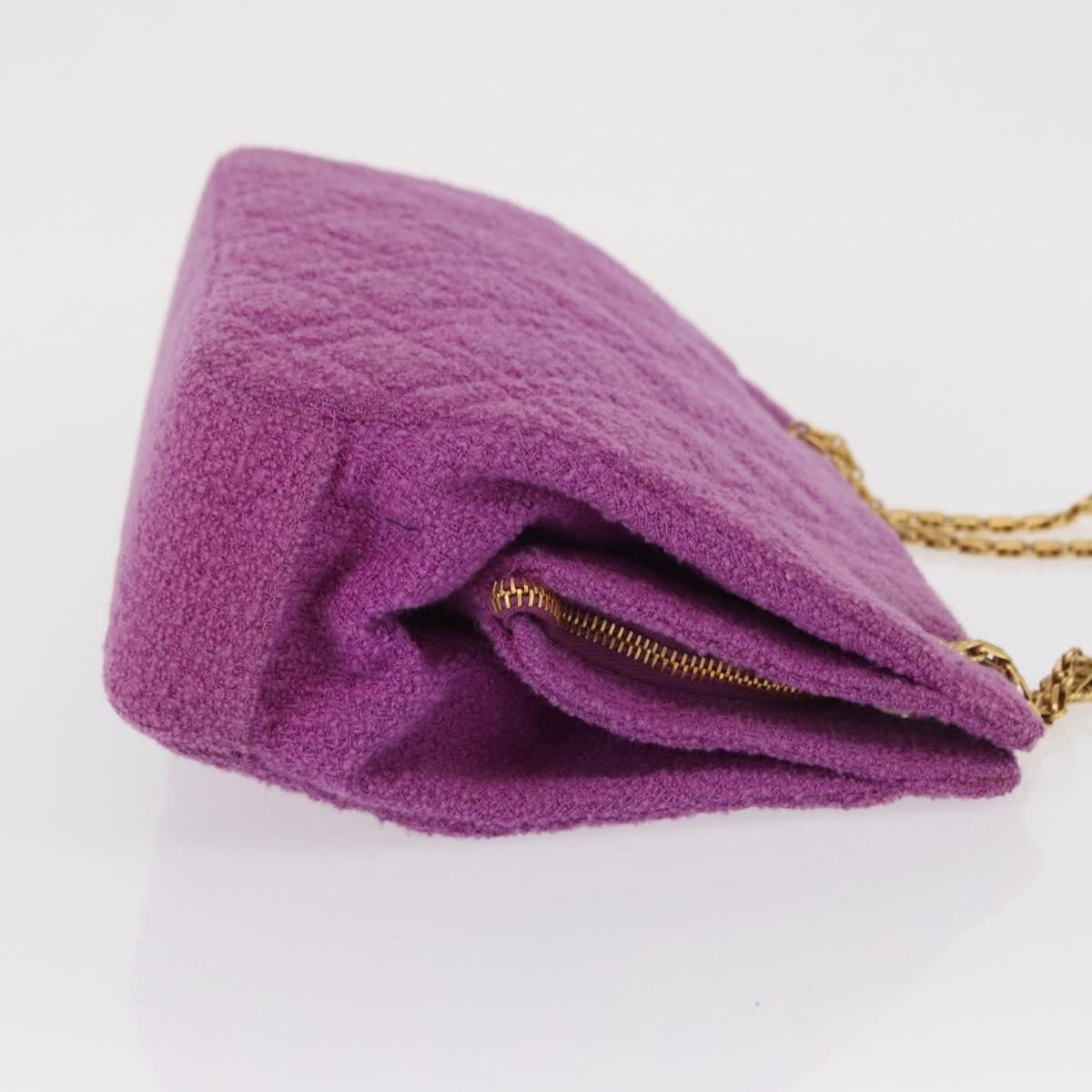 Chanel Chanel Vintage Mademoiselle Chain Zip Tote Quilted Terry Cloth Medium Paars