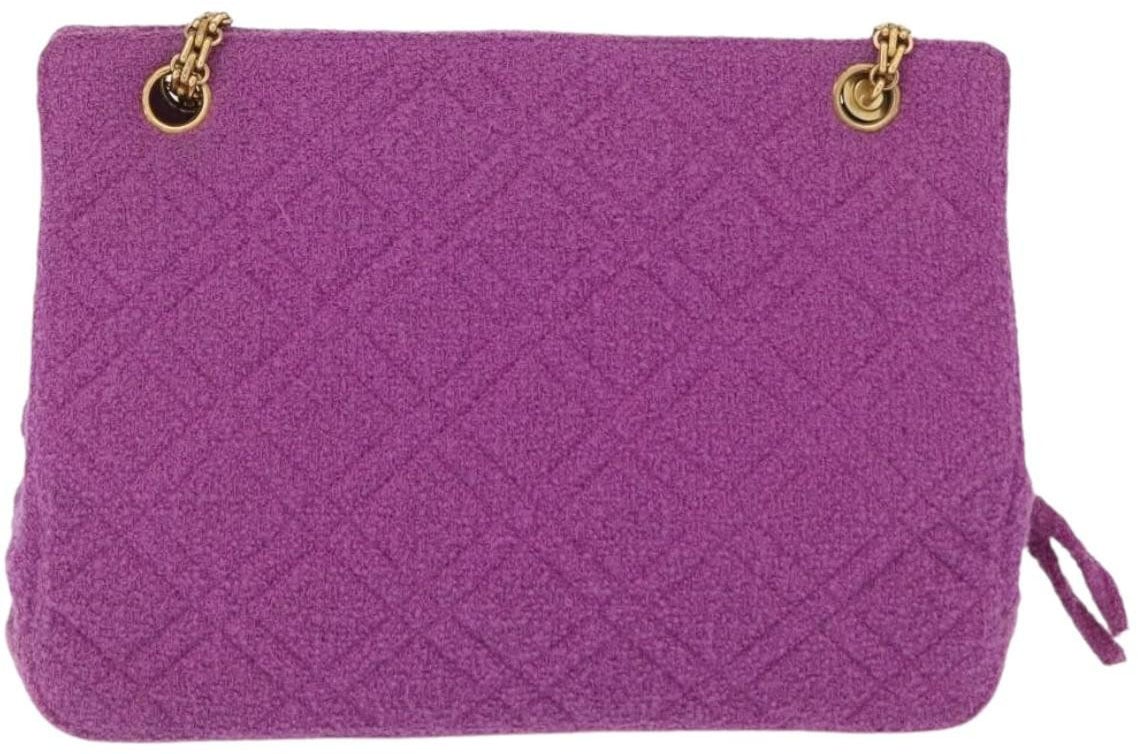 Chanel Chanel Vintage Mademoiselle Chain Zip Tote Quilted Terry Cloth Medium Paars