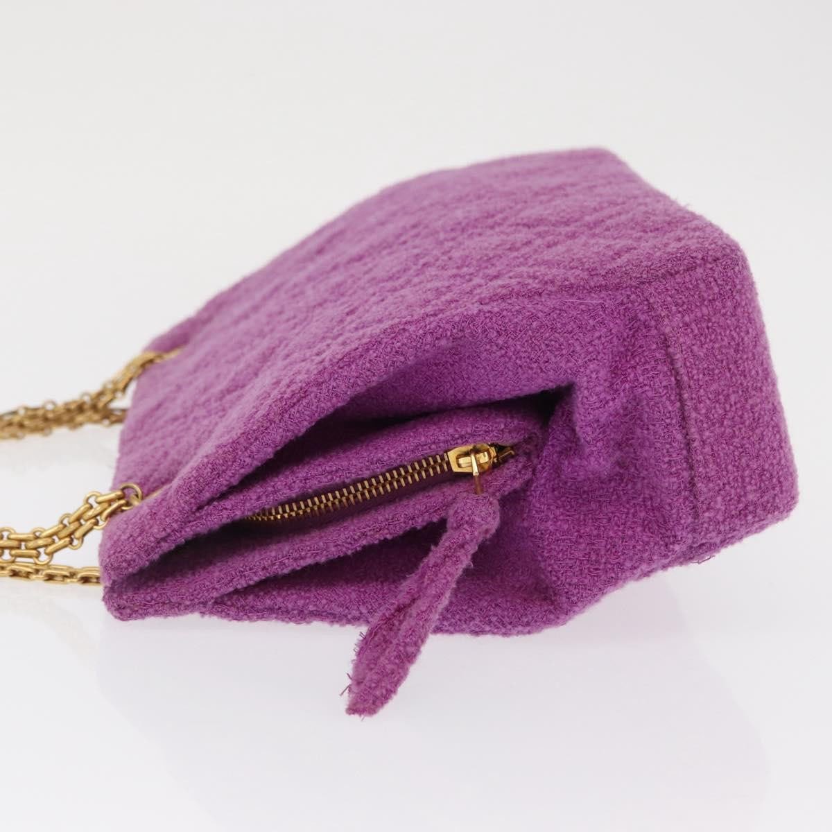 Chanel Chanel Vintage Mademoiselle Chain Zip Tote Quilted Terry Cloth Medium Paars