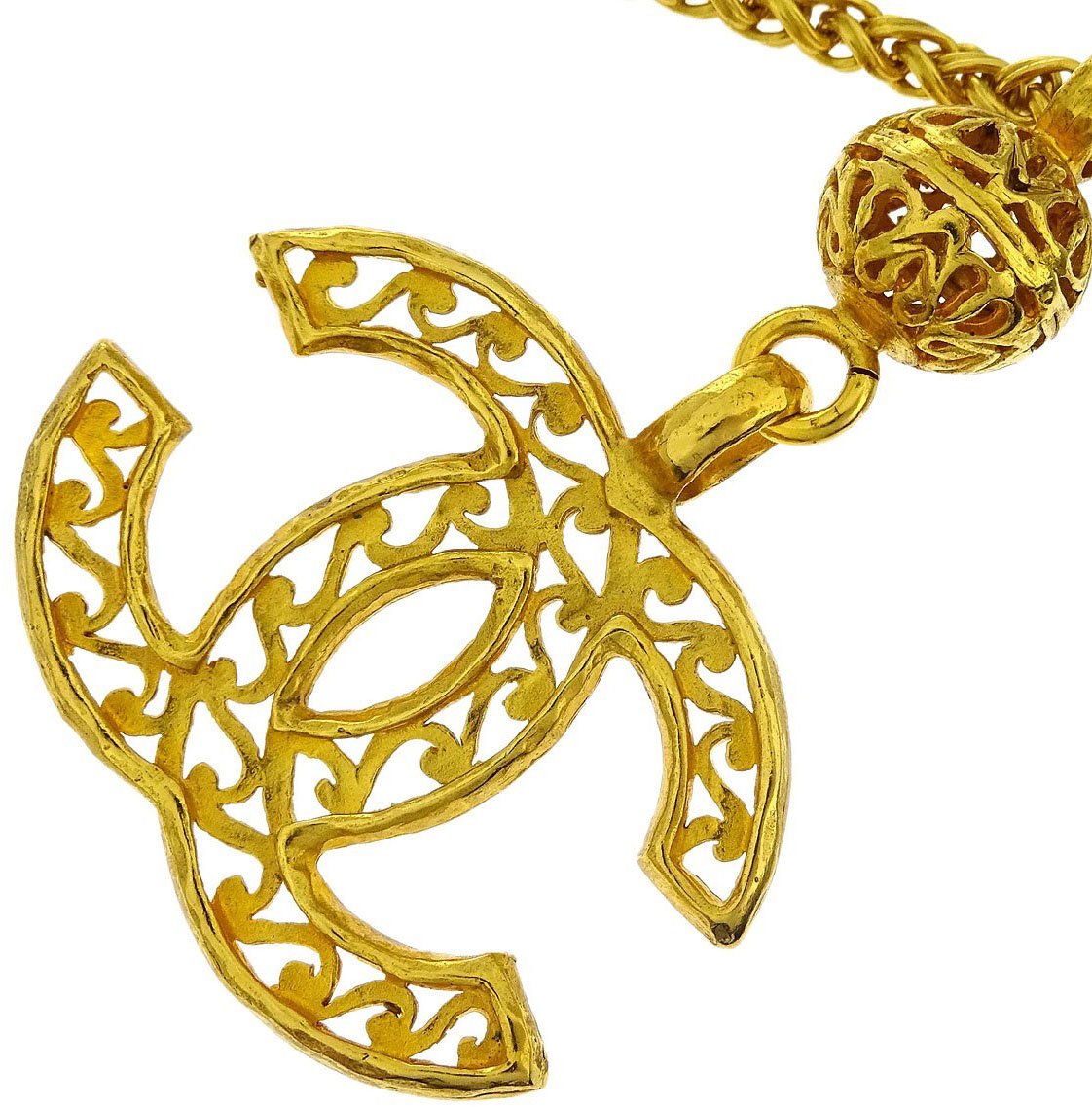 Chanel Chanel Vintage Giant CC Pendant Long Necklace Metal Goud