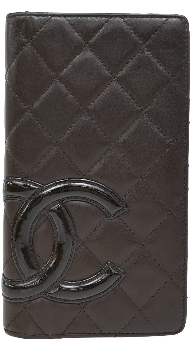 Chanel Chanel Cambon Zip Around Wallet Quilted Lambskin Long Bruin