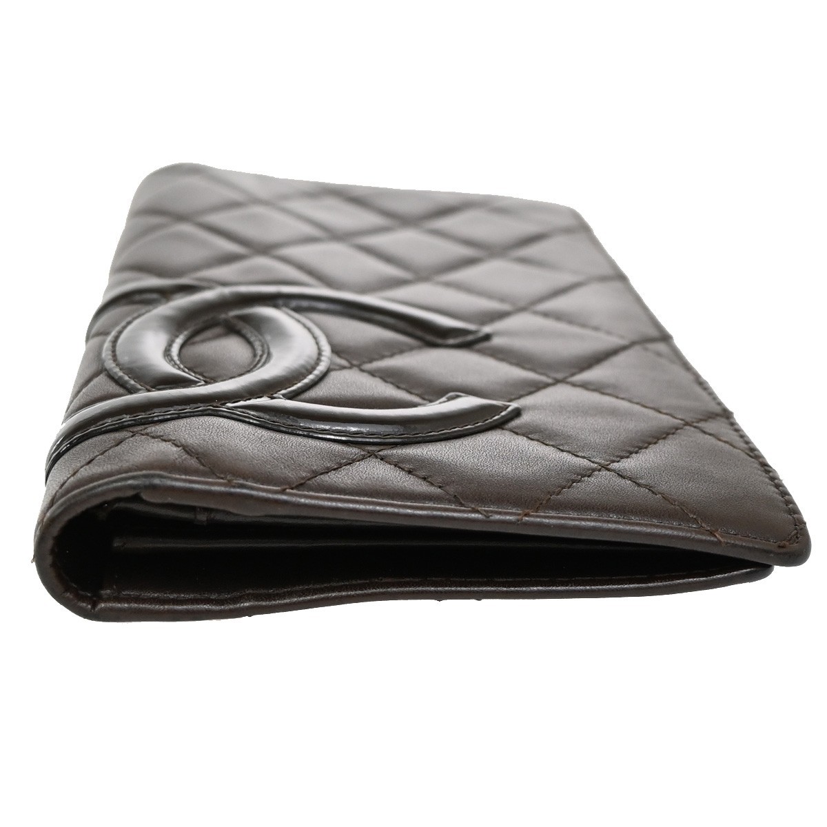 Chanel Chanel Cambon Zip Around Wallet Quilted Lambskin Long Bruin