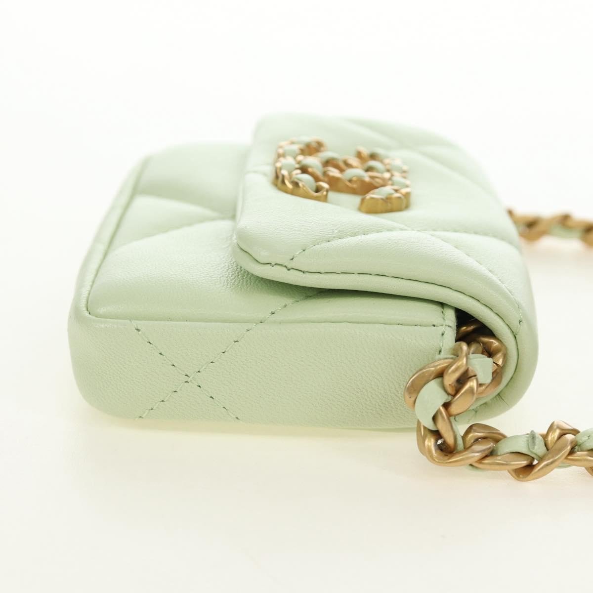 Chanel 19 Convertible Flap Coin Purse With Chain Quilted Lambskin Groen