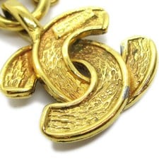 Chanel Chanel Vintage Quilted CC Pendant Necklace Metal Large Goud