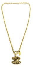 Chanel Chanel Vintage Quilted CC Pendant Necklace Metal Large Goud