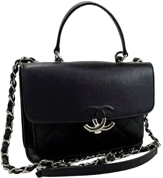 Chanel Vintage Box Flap Quilted Leather medium Zwart