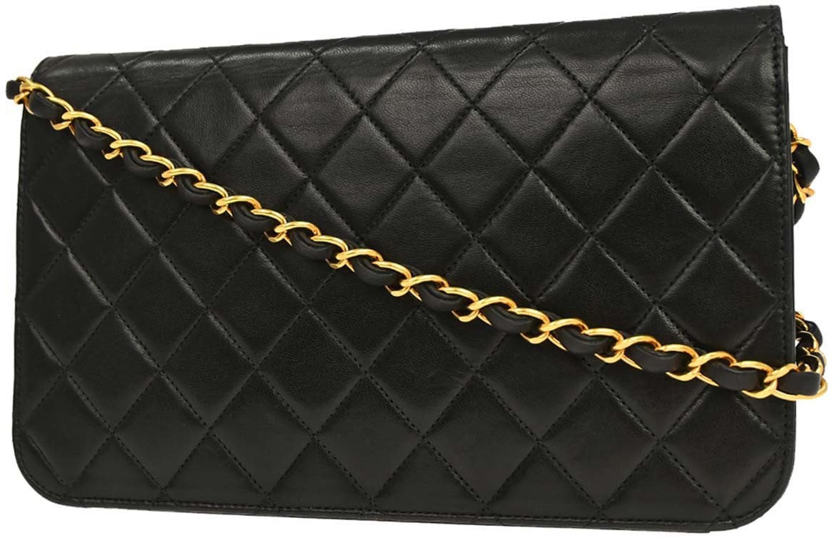 Chanel Vintage Full Flap Quilted Lambskin Small Zwart