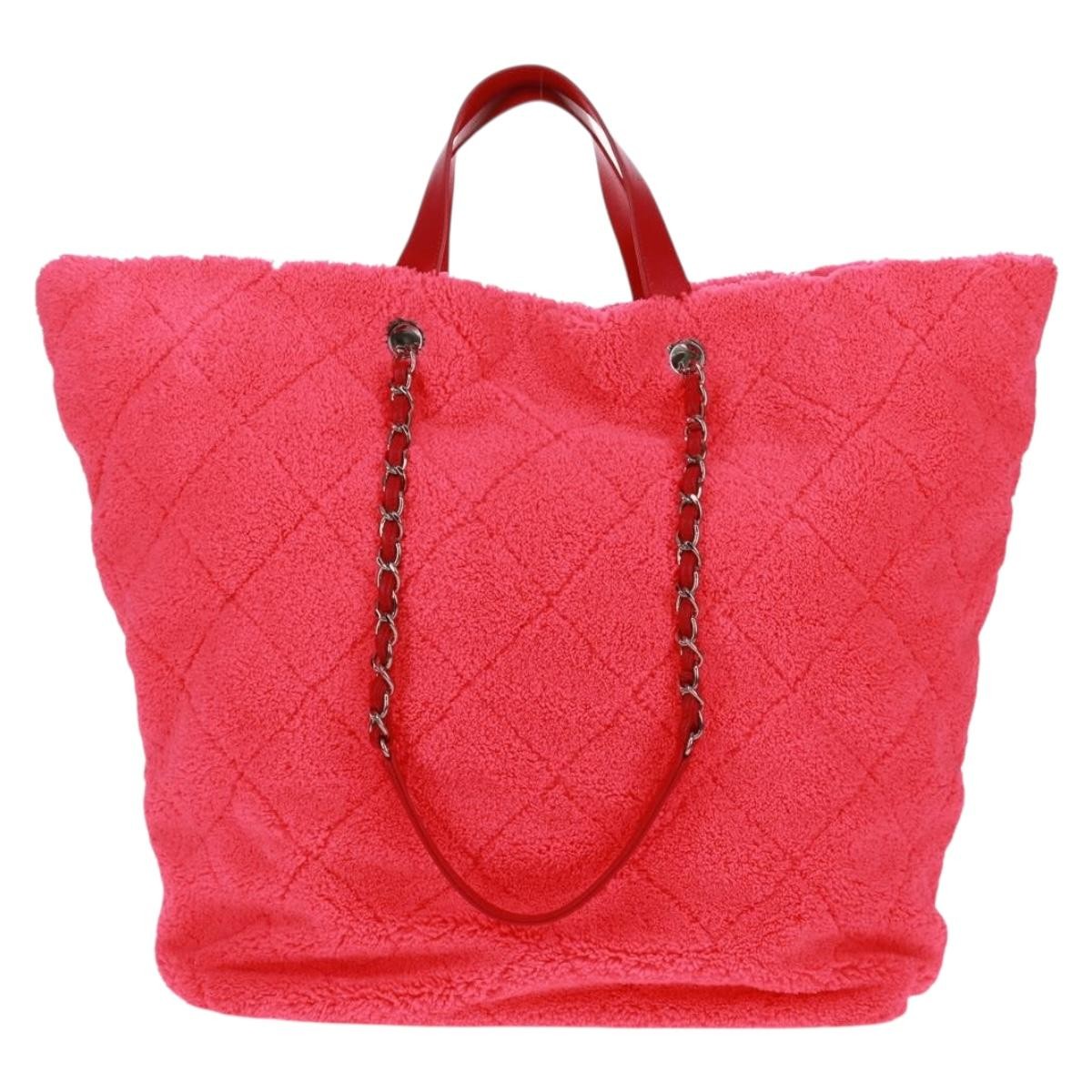 Chanel Chanel CC Charm Shopping Tote Quilted Mixed Fibers Large Roze