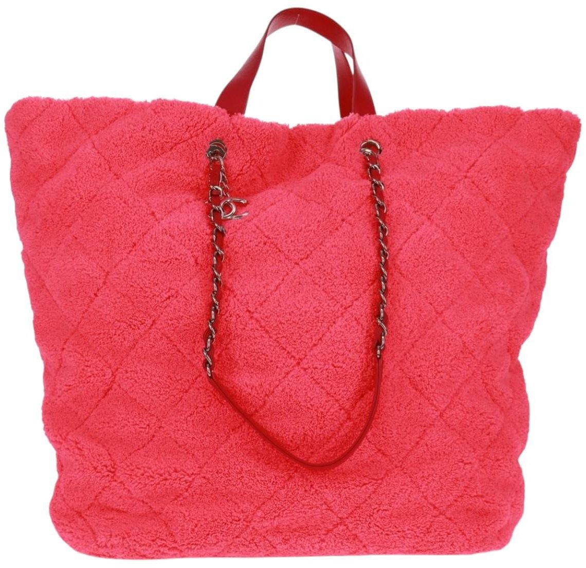 Chanel Chanel CC Charm Shopping Tote Quilted Mixed Fibers Large Roze