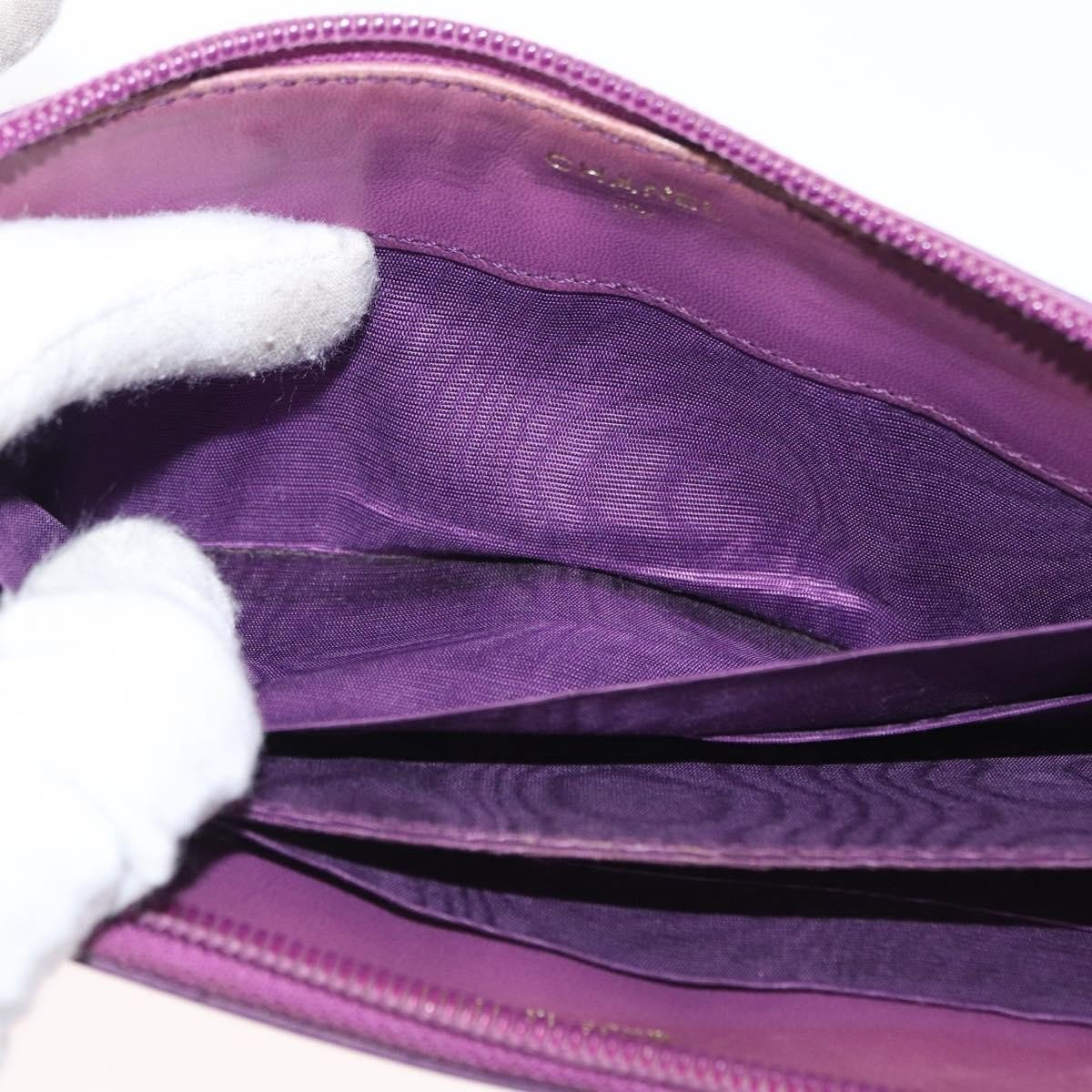 Chanel Chanel Timeless CC Zipped Wallet Caviar Long Paars