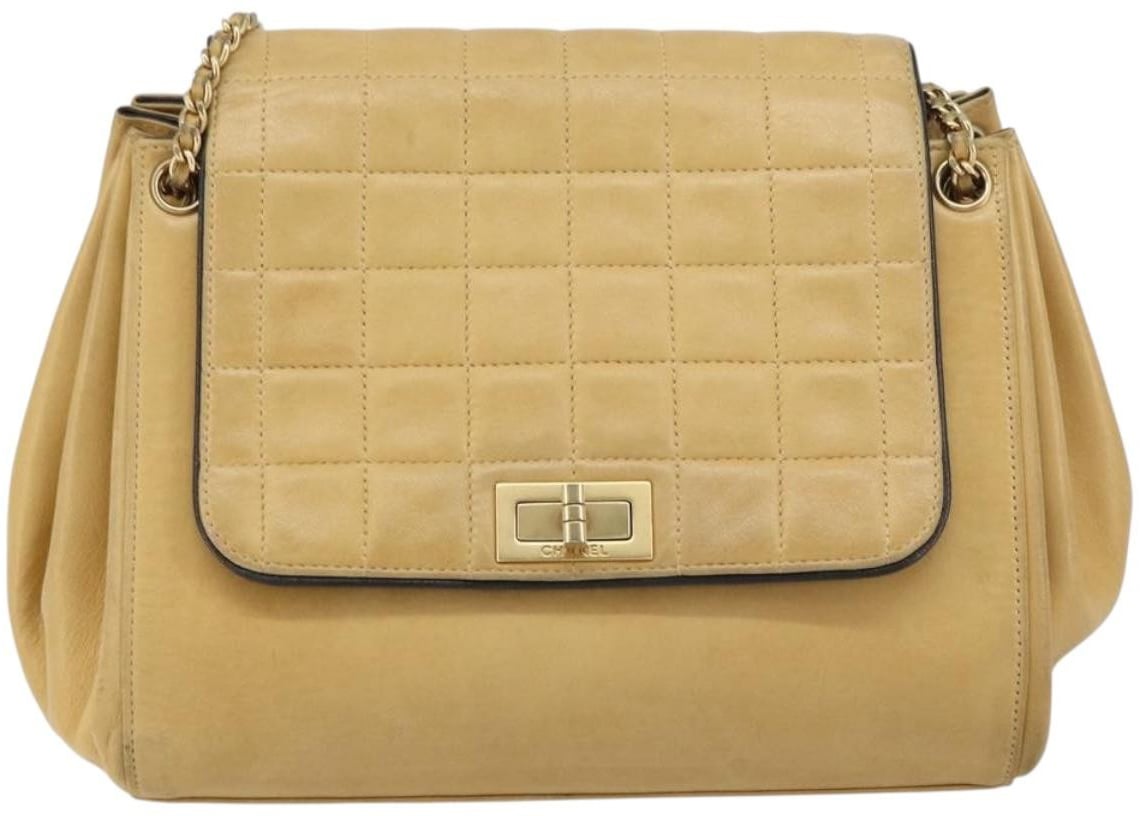 Chanel Chanel Chocolate Bar Accordion Reissue Flap Bag Quilted Lambskin Small Beige