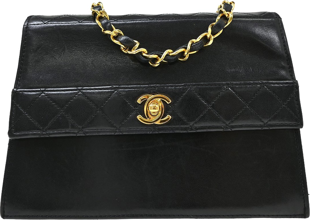 Chanel Vintage Trapezoid CC Flap Lambskin Small Zwart