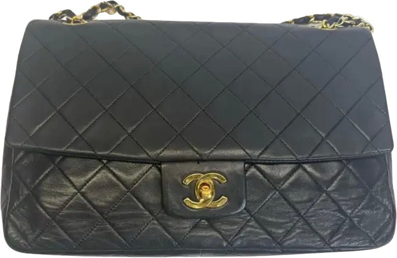 Chanel Vintage Classic Flap Bag Quilted Lambskin Zwart
