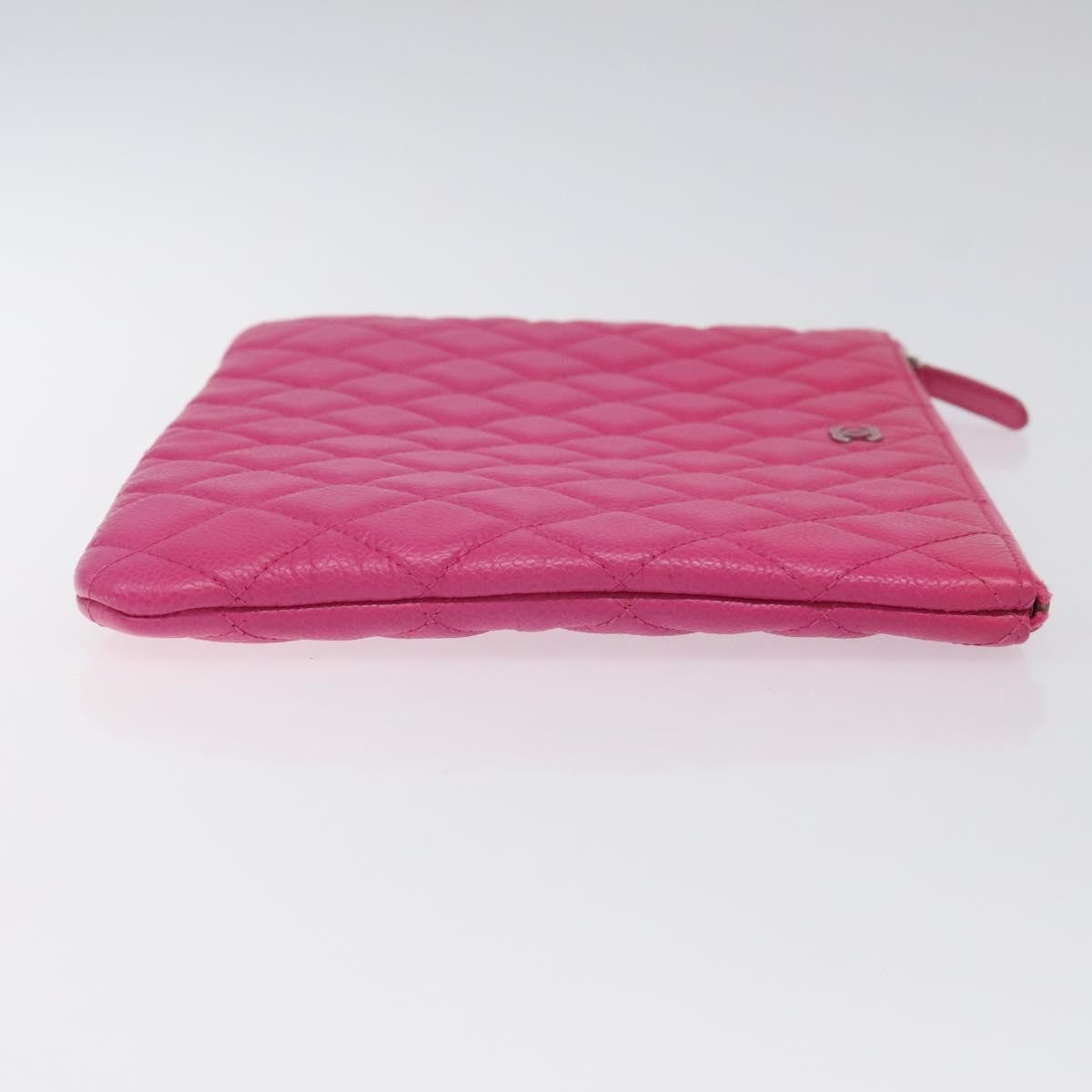 Chanel Chanel O Case Clutch Quilted Caviar Medium Roze