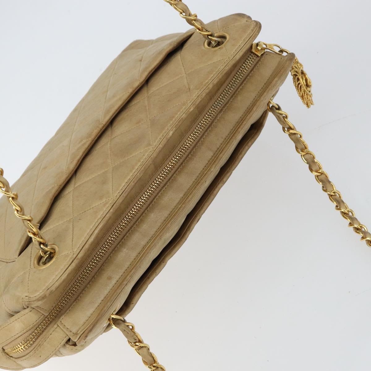 Chanel Chanel Vintage Camera Bag Quilted Leather Large Beige