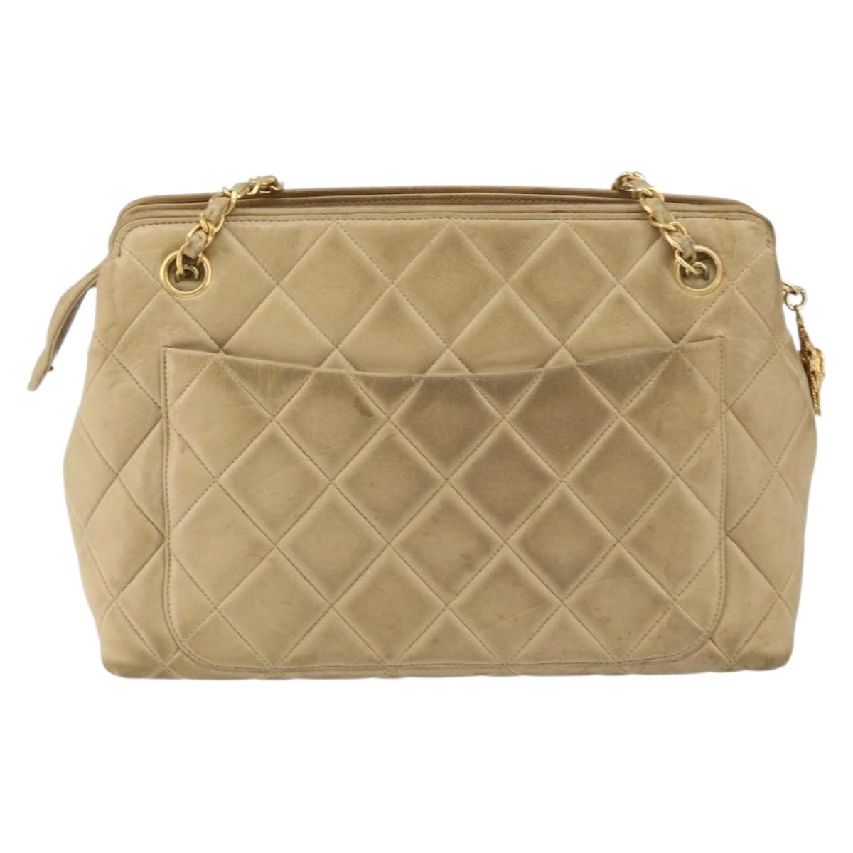 Chanel Chanel Vintage Camera Bag Quilted Leather Large Beige