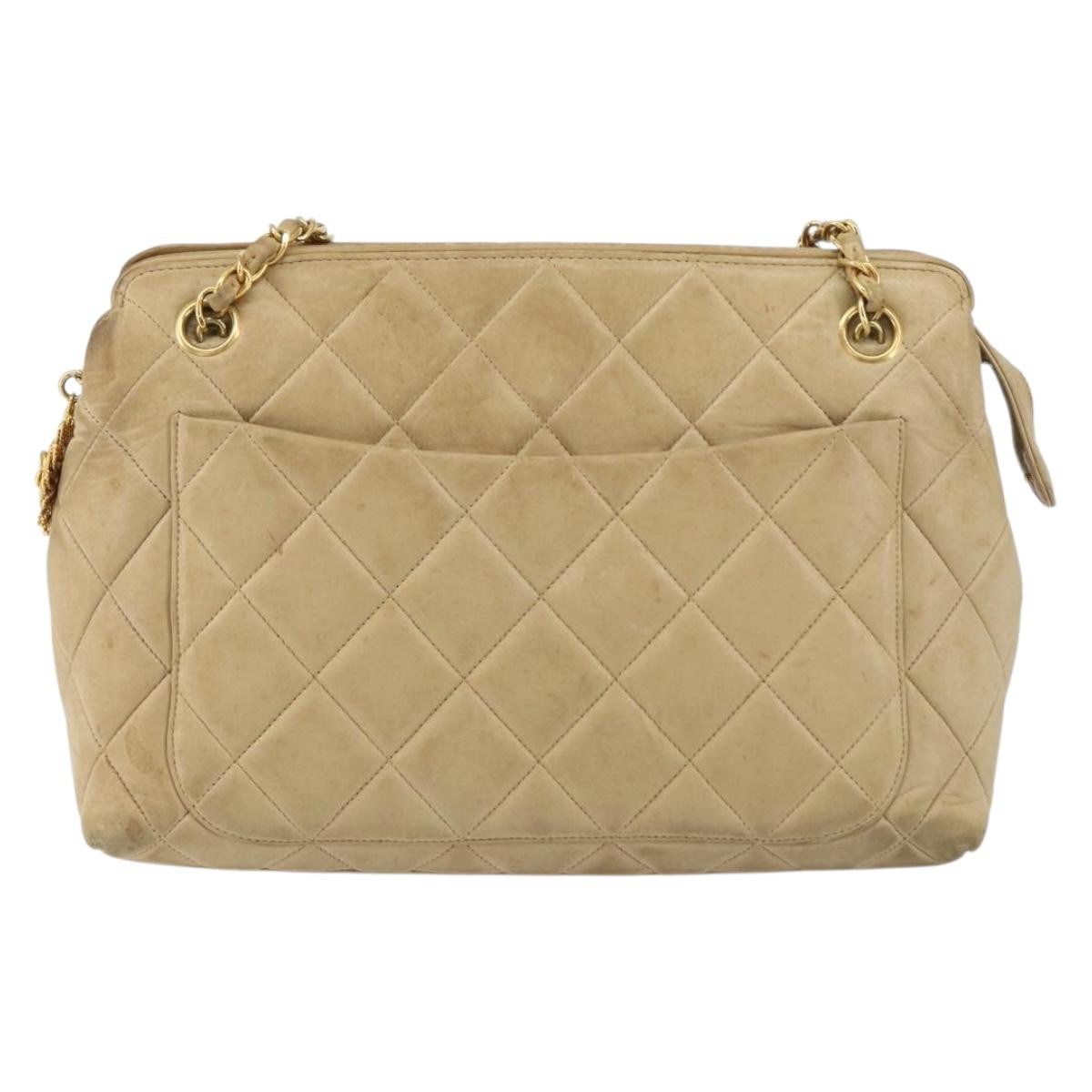 Chanel Chanel Vintage Camera Bag Quilted Leather Large Beige