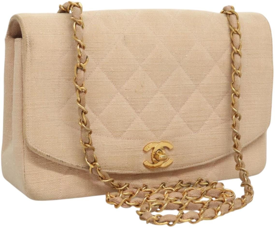 Chanel Chanel Vintage Diana Flap Bag Quilted Canvas Small Roze