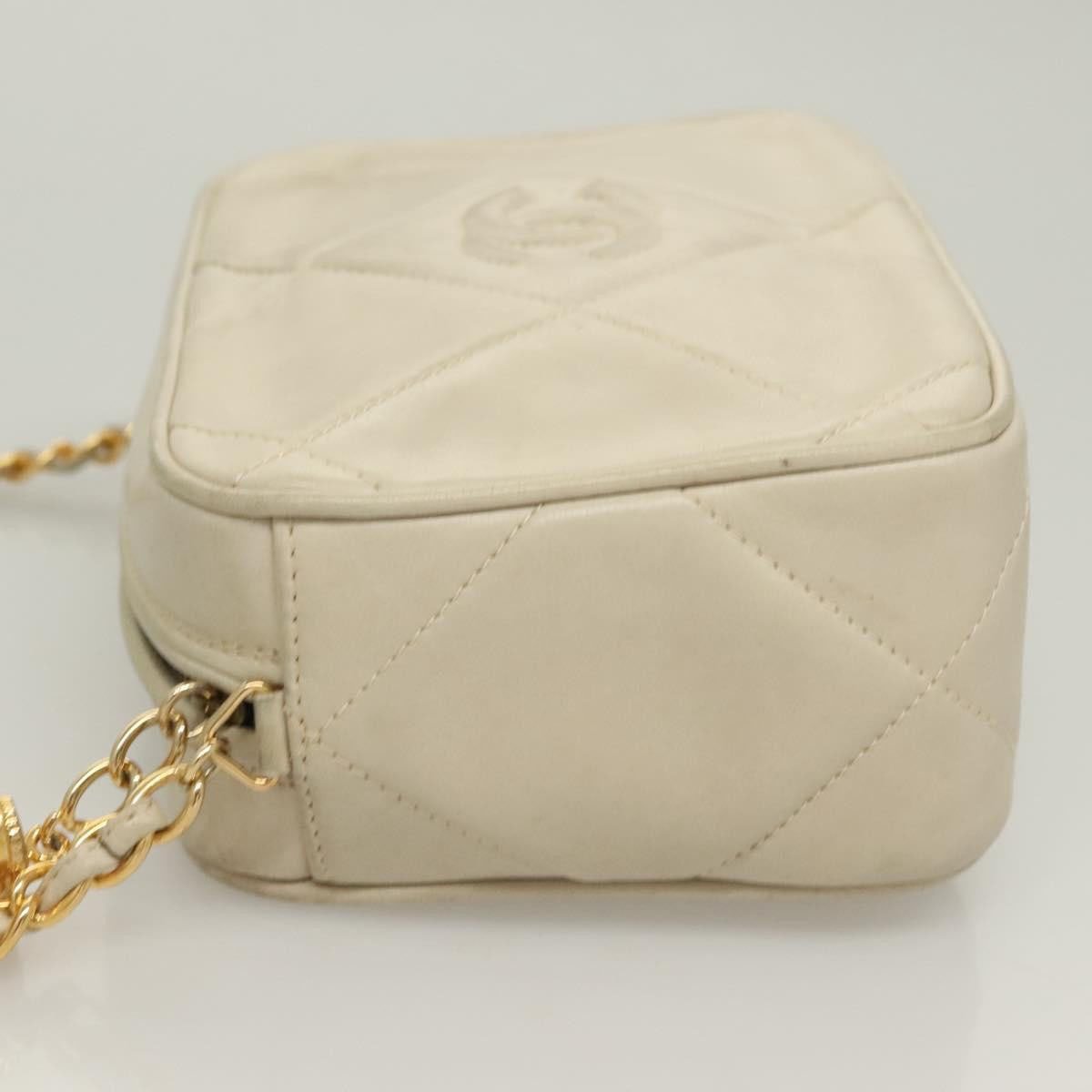 Chanel Chanel Vintage Diamond CC Camera Bag Quilted Lambskin Large Beige