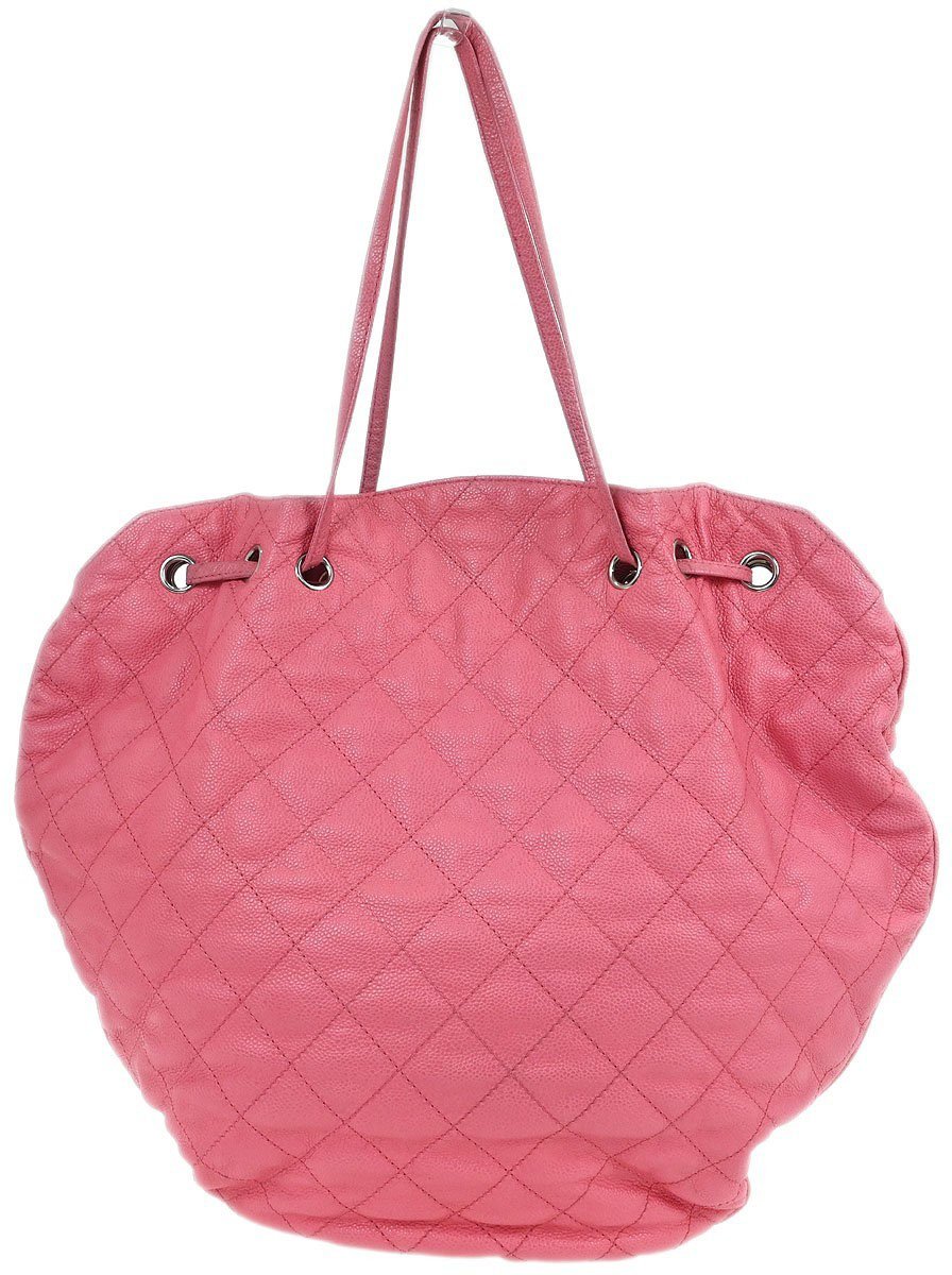Chanel Chanel Cocomark Drawstring Tote Quilted Caviar Roze