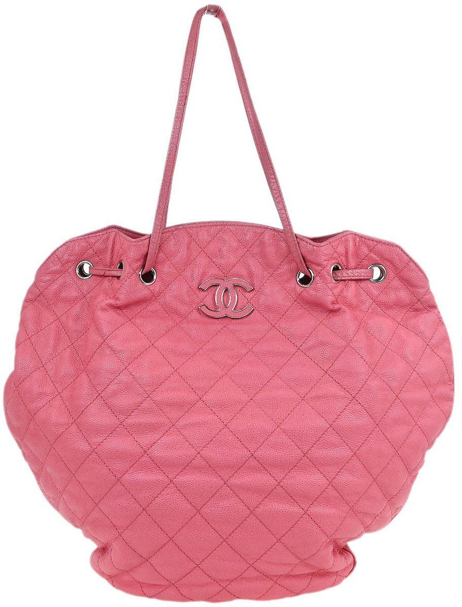 Chanel Chanel Cocomark Drawstring Tote Quilted Caviar Roze