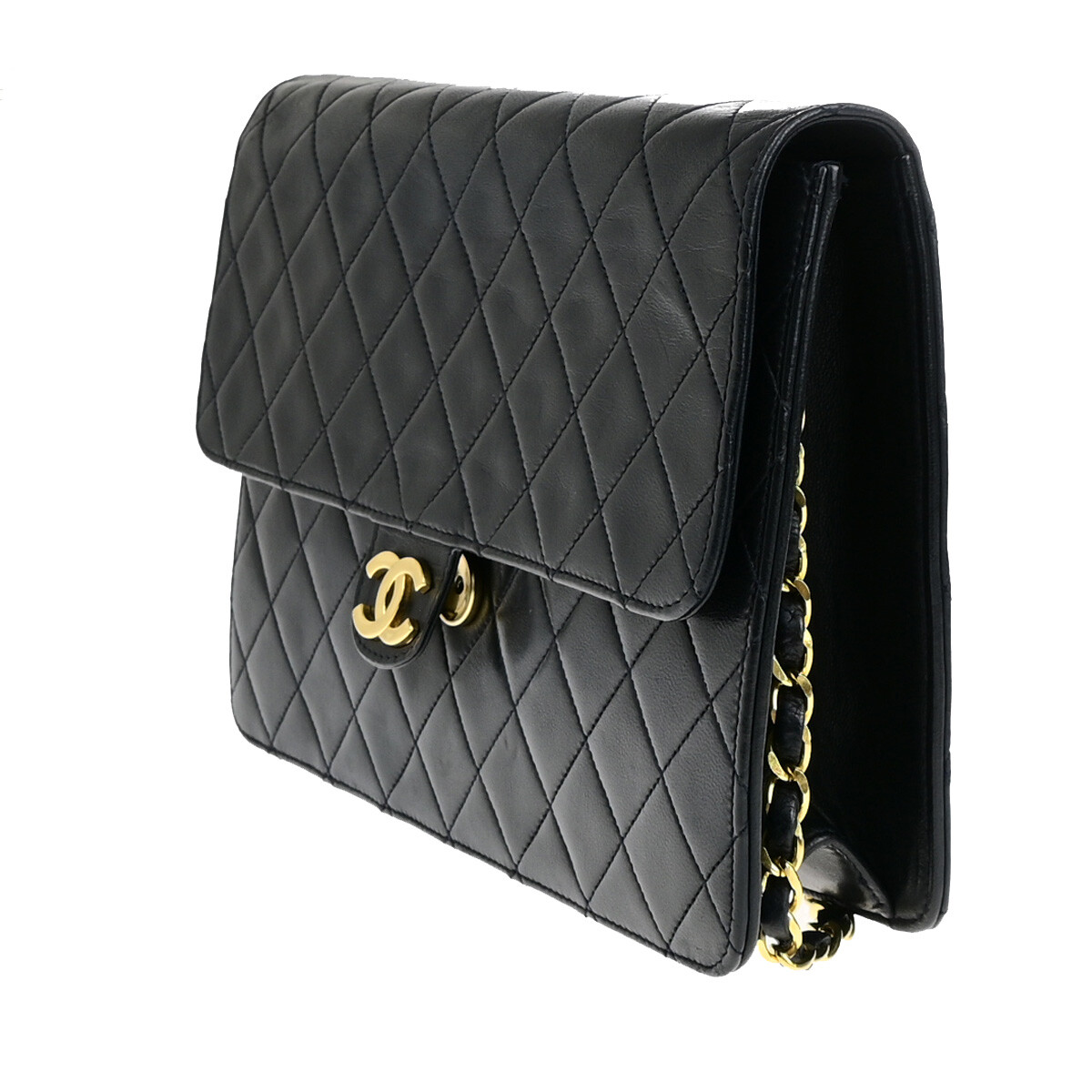 Chanel Chanel Vintage Chain Flap Bag Quilted Leather Navy
