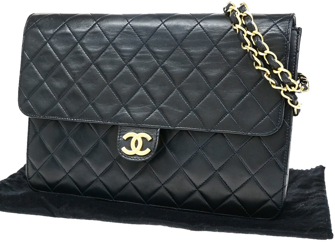 Chanel Chanel Vintage Chain Flap Bag Quilted Leather Navy