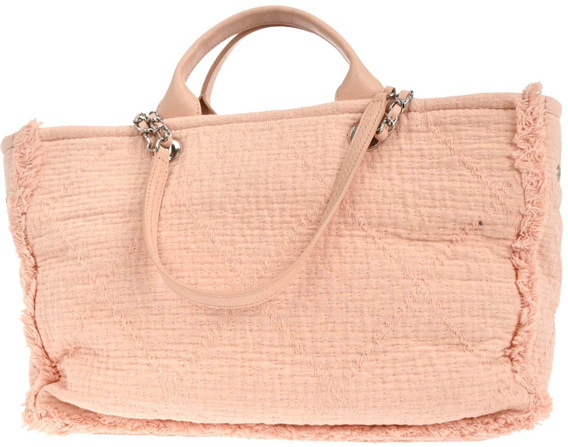 Chanel Chanel Double Face Deauville Tote Fringe Quilted Canvas Medium Roze