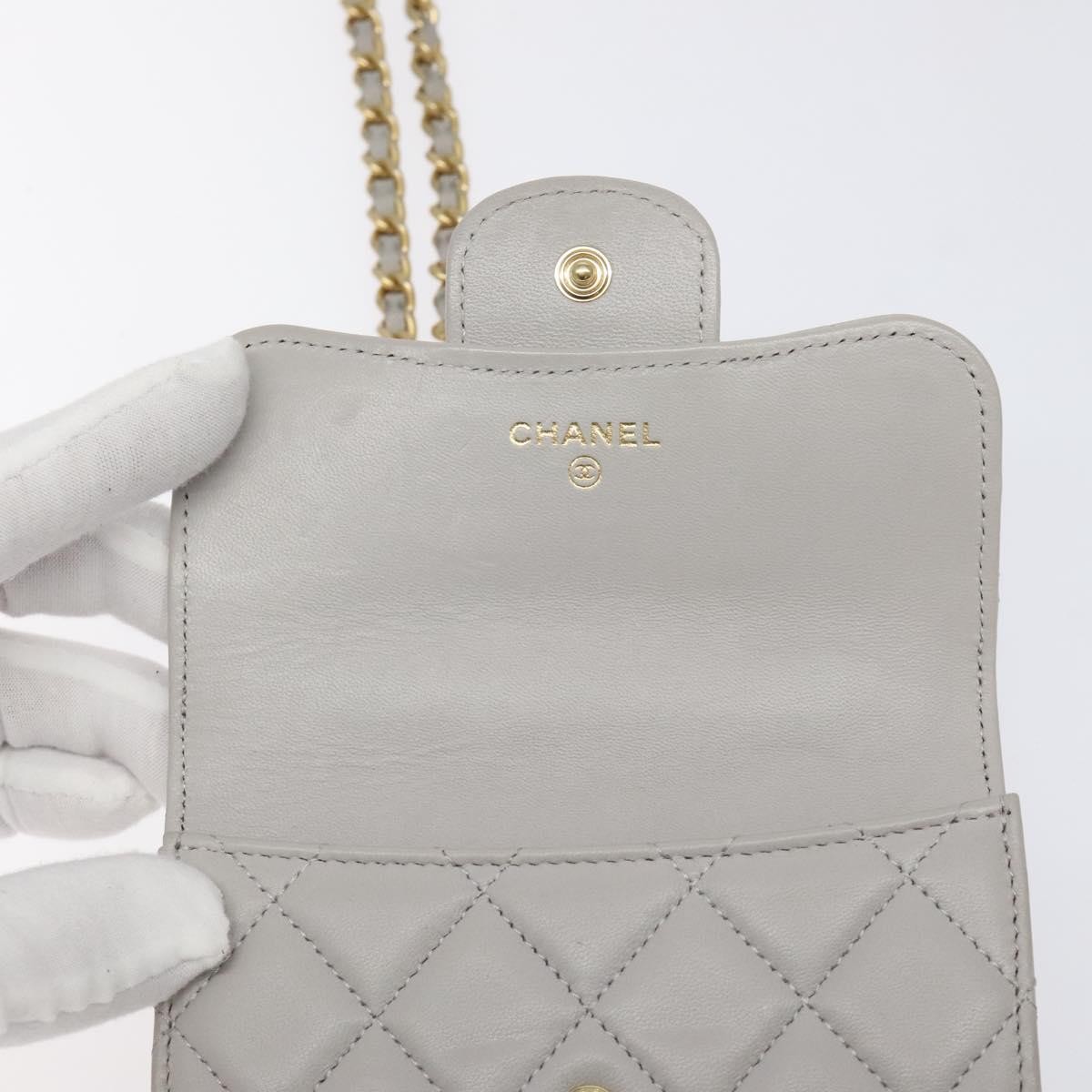 Chanel Chanel Vintage CC Flap Crossbody Bag Quilted Lambskin Grijs