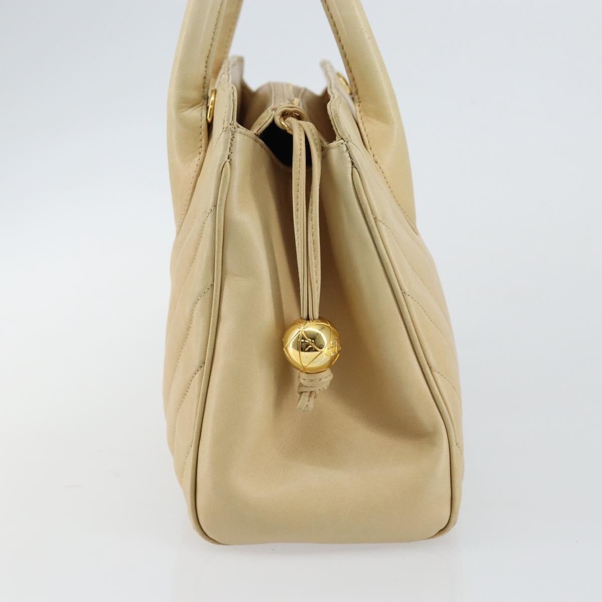 Chanel V Stitch Leather Beige