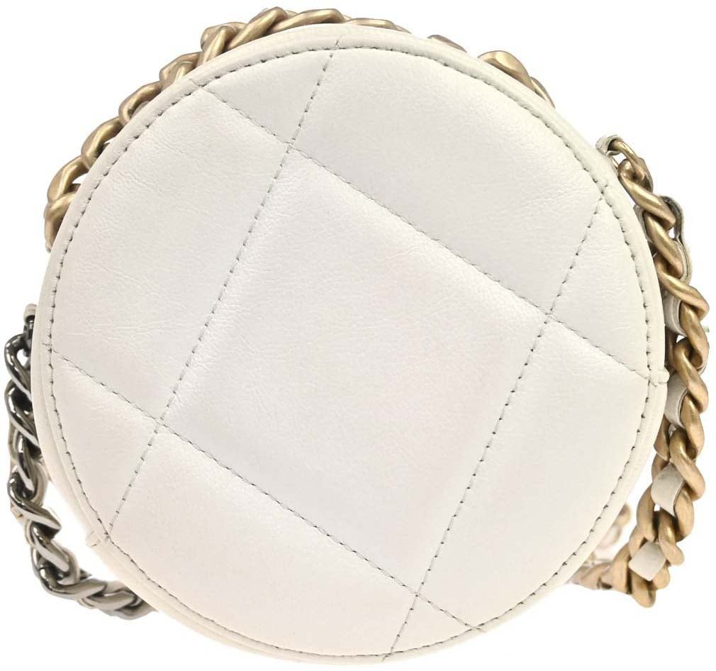 Chanel Round Clutch with Chain Quilted Lambskin Mini Wit