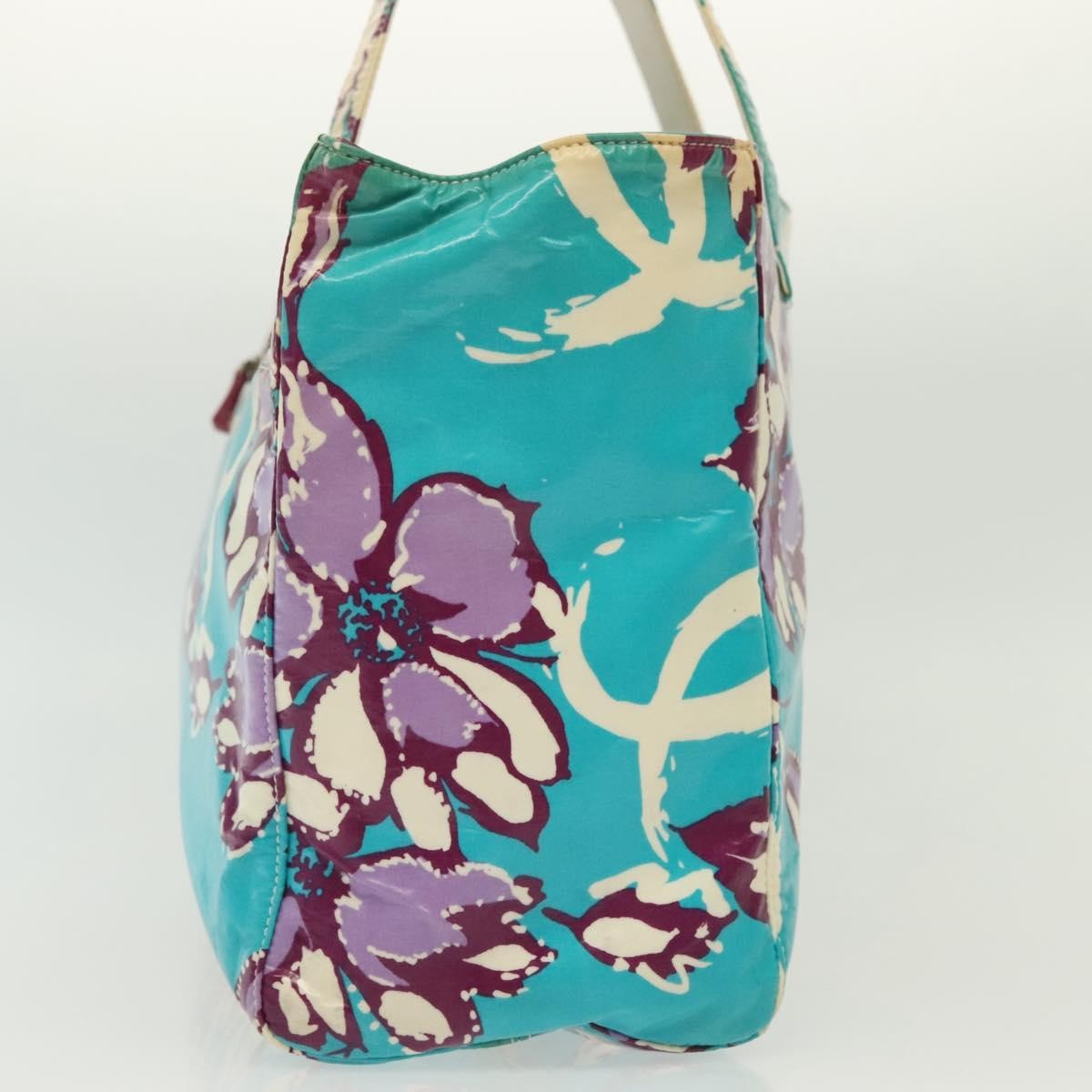 Chanel Chanel Vintage Floral Tote Vinyl Blauw