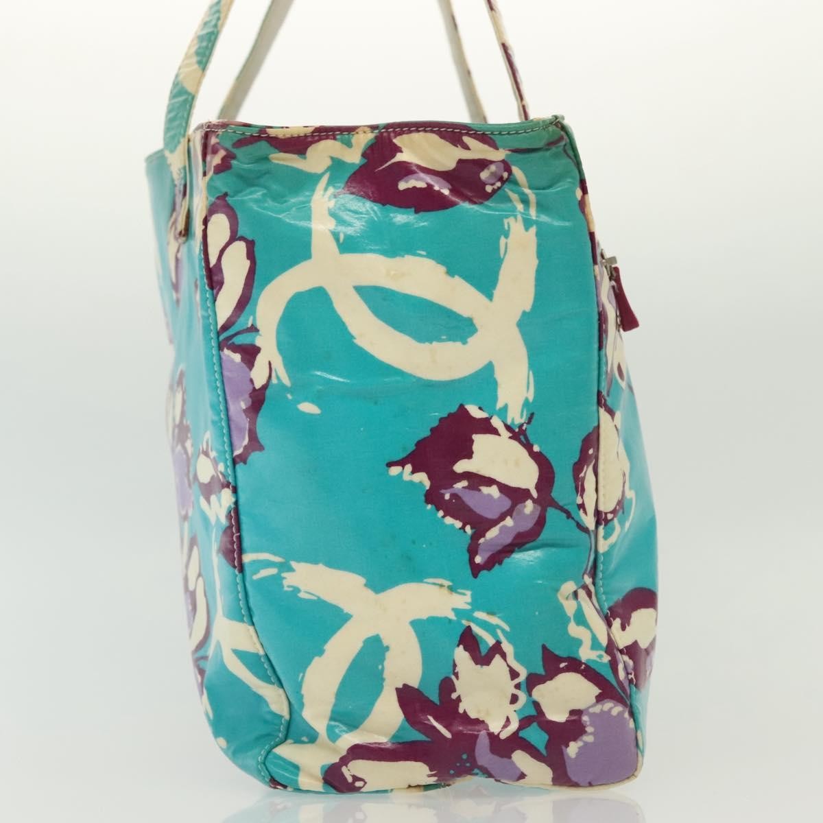 Chanel Chanel Vintage Floral Tote Vinyl Blauw