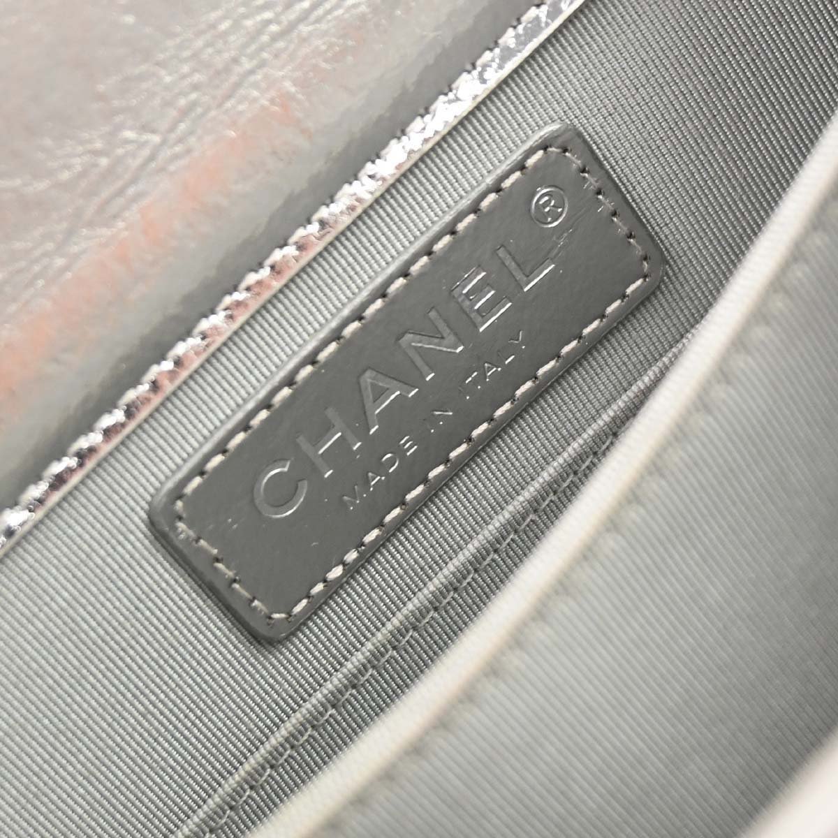 Chanel North South Boy Flap Quilted Metallic Calfskin Small Metallic