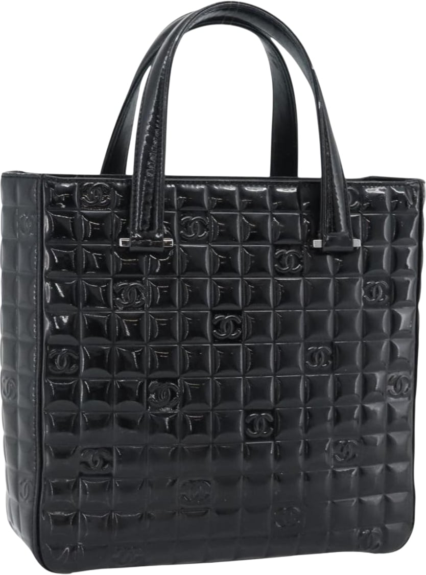 Chanel Chocolate Bar CC Tote Quilted Patent Small Zwart