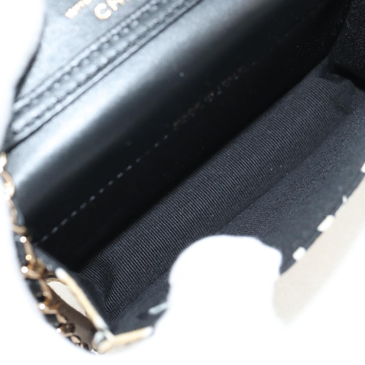 Chanel Chanel Flap Card Holder on Chain Quilted Printed Canvas Beige