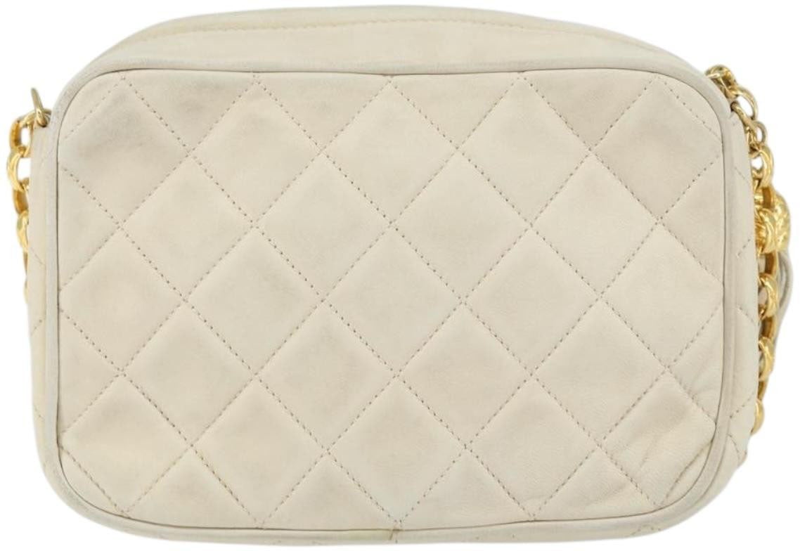 Chanel Chanel Vintage Front Pocket Camera Bag Quilted Lambskin Small Beige