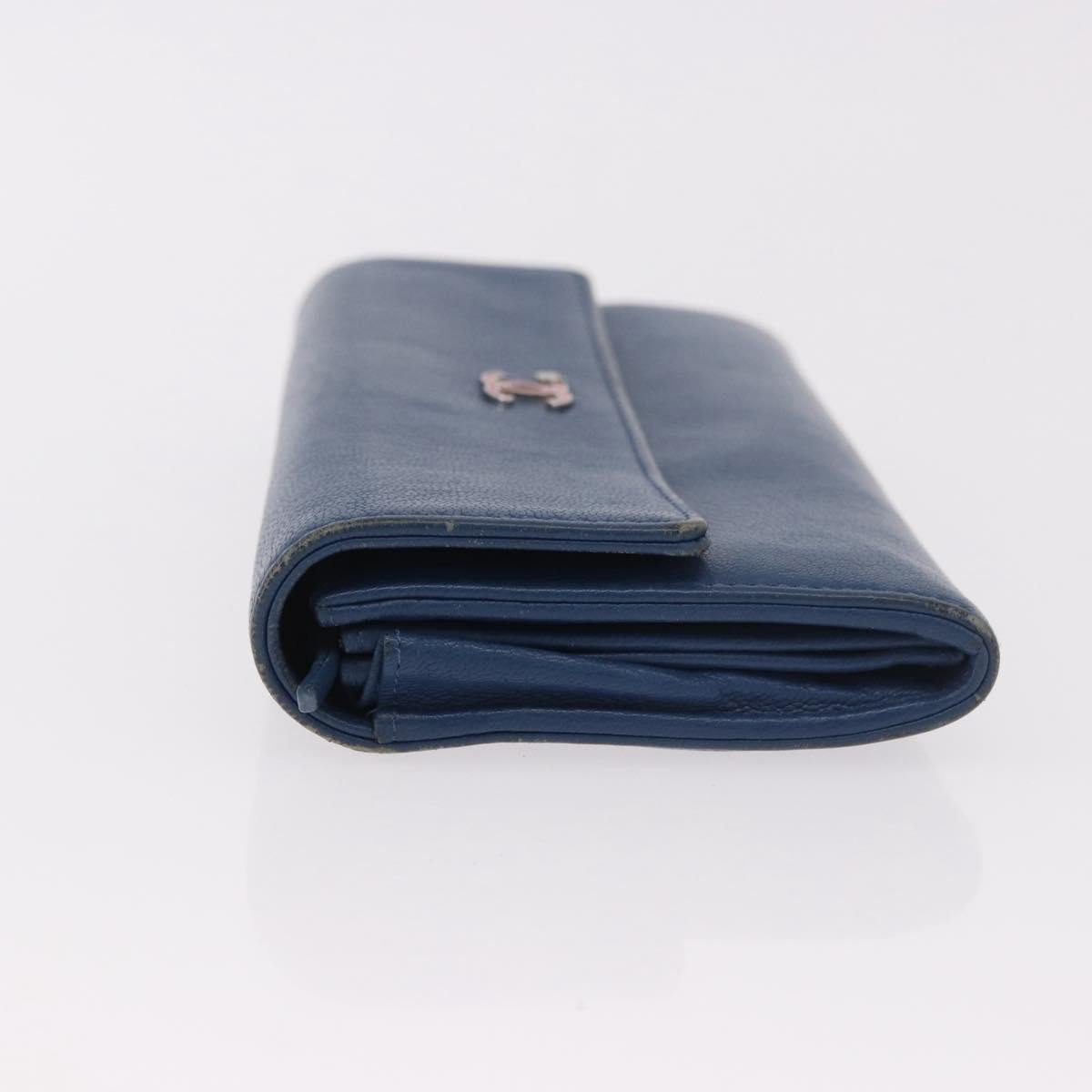 Chanel Lucky Clover Long Flap Wallet Leather Blauw