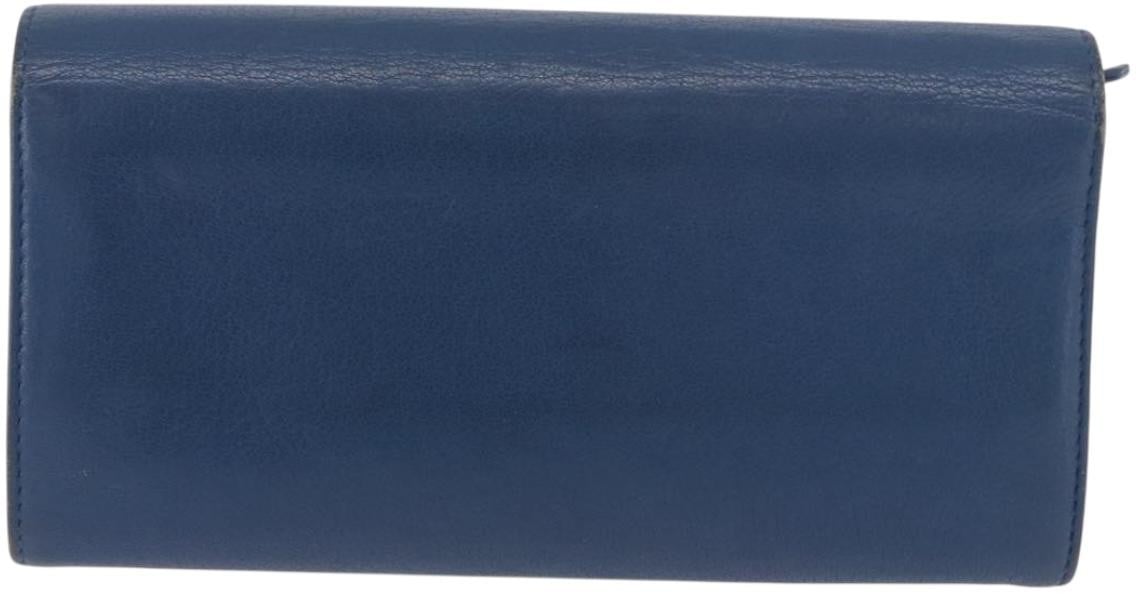 Chanel Lucky Clover Long Flap Wallet Leather Blauw