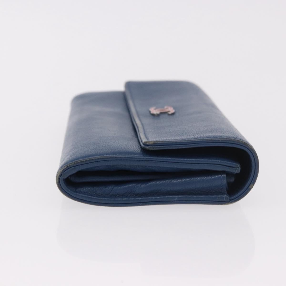 Chanel Lucky Clover Long Flap Wallet Leather Blauw