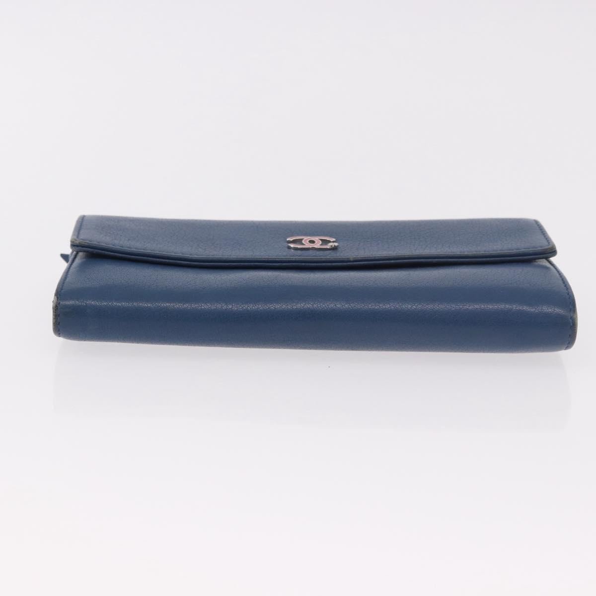 Chanel Lucky Clover Long Flap Wallet Leather Blauw