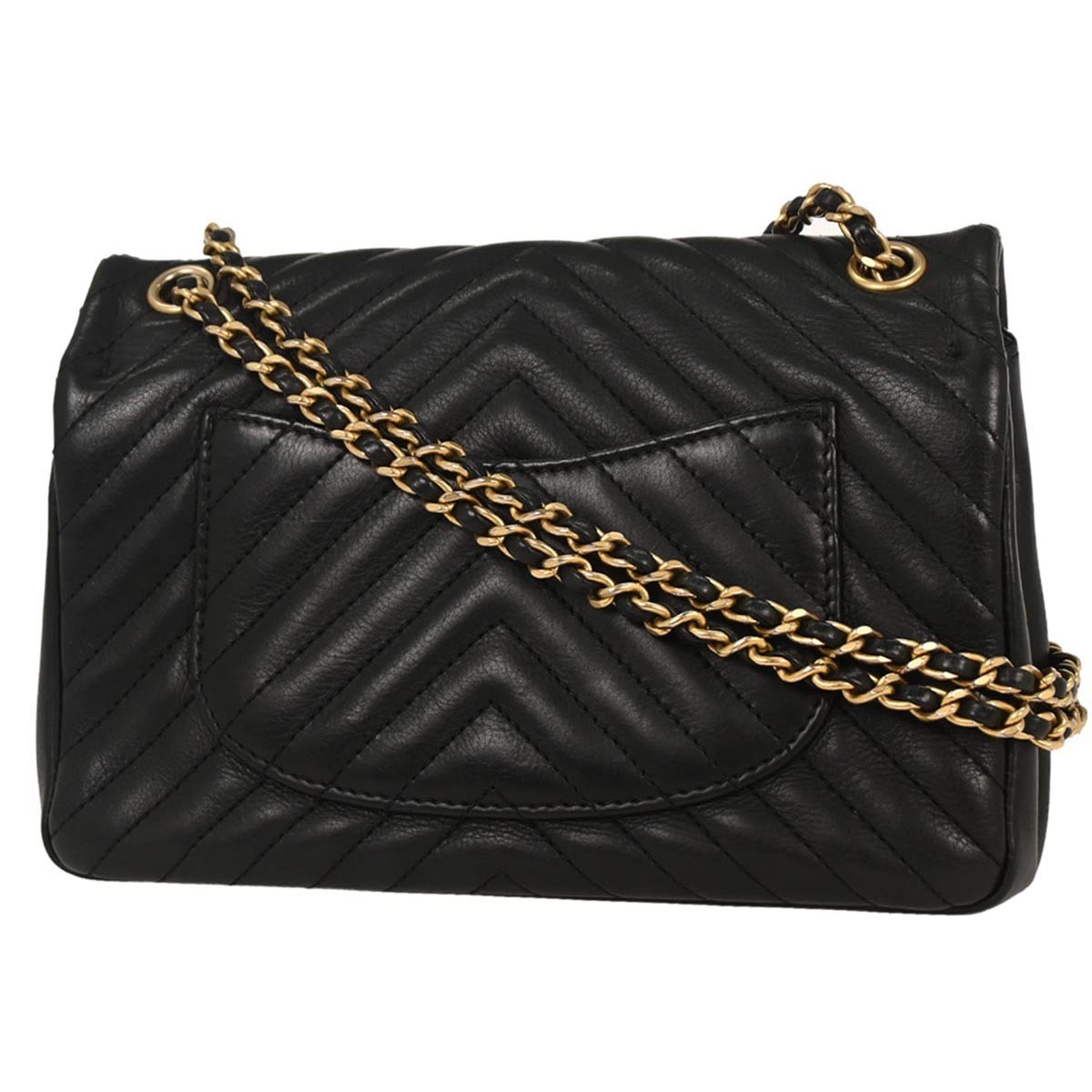 Chanel Chanel Rock the Corner Flap Bag Chevron Leather Medium Zwart