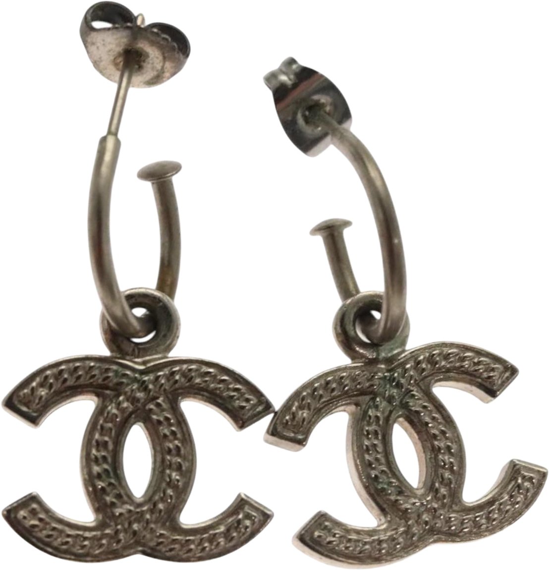 Chanel Chanel CC Logo Hoop Earrings Metal Zilver